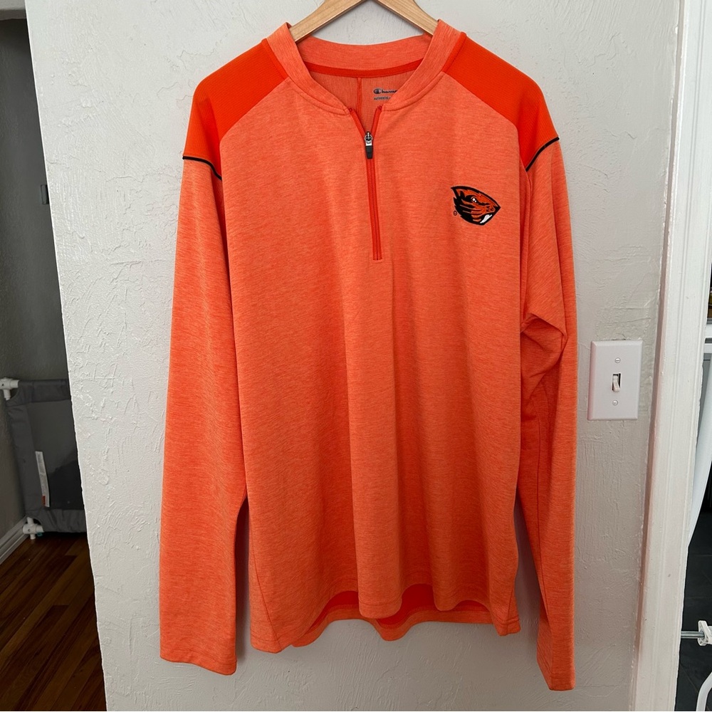Champion (Size 2X) Orange Quarter-Zip Pullover with OSU Beavers Logo